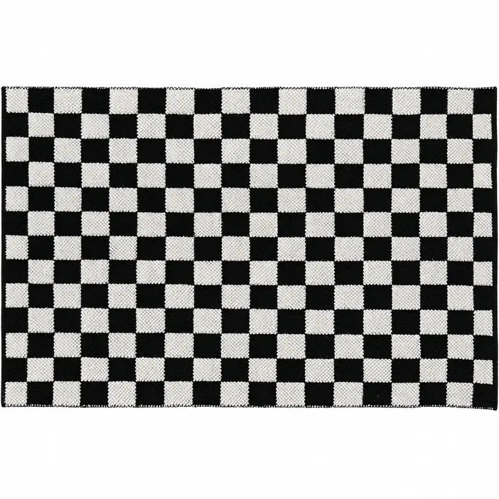 Checkered Outdoor Layering Rug